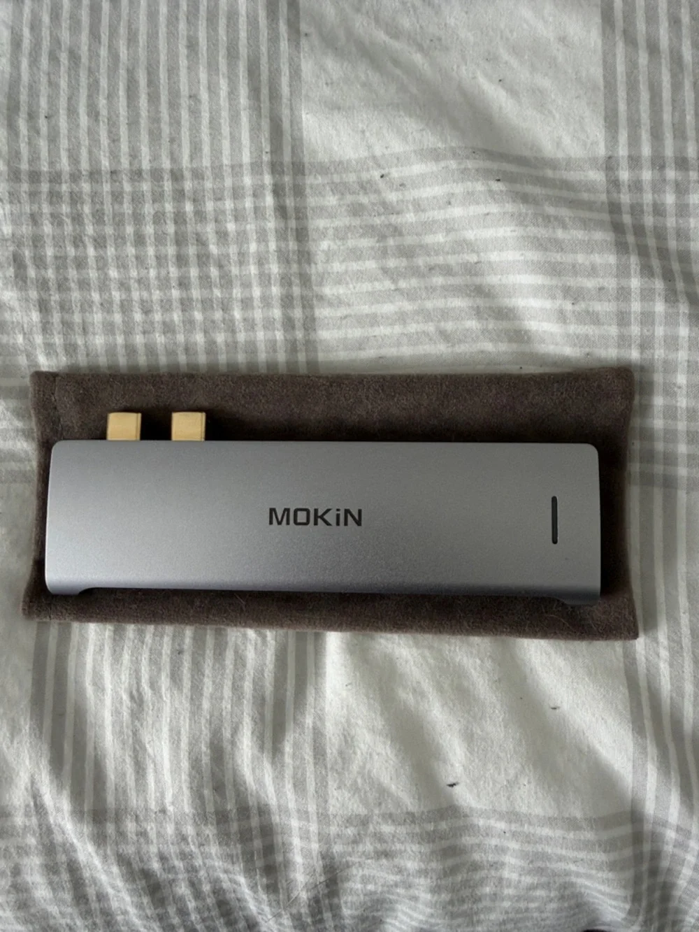 Silver USB-C Hub Adapter with HDMI and USB Ports